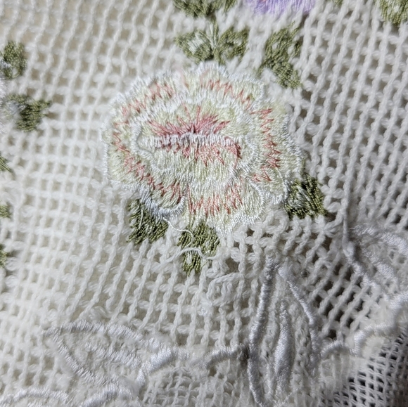 QPS Vintage 100% Cotton Lace Embroidered Shirt Size Medium - Picture 6 of 10